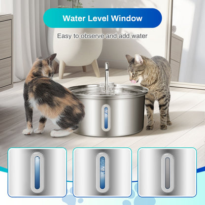 Stainless Steel Cat Water Fountain - 108oz Quiet Filtration