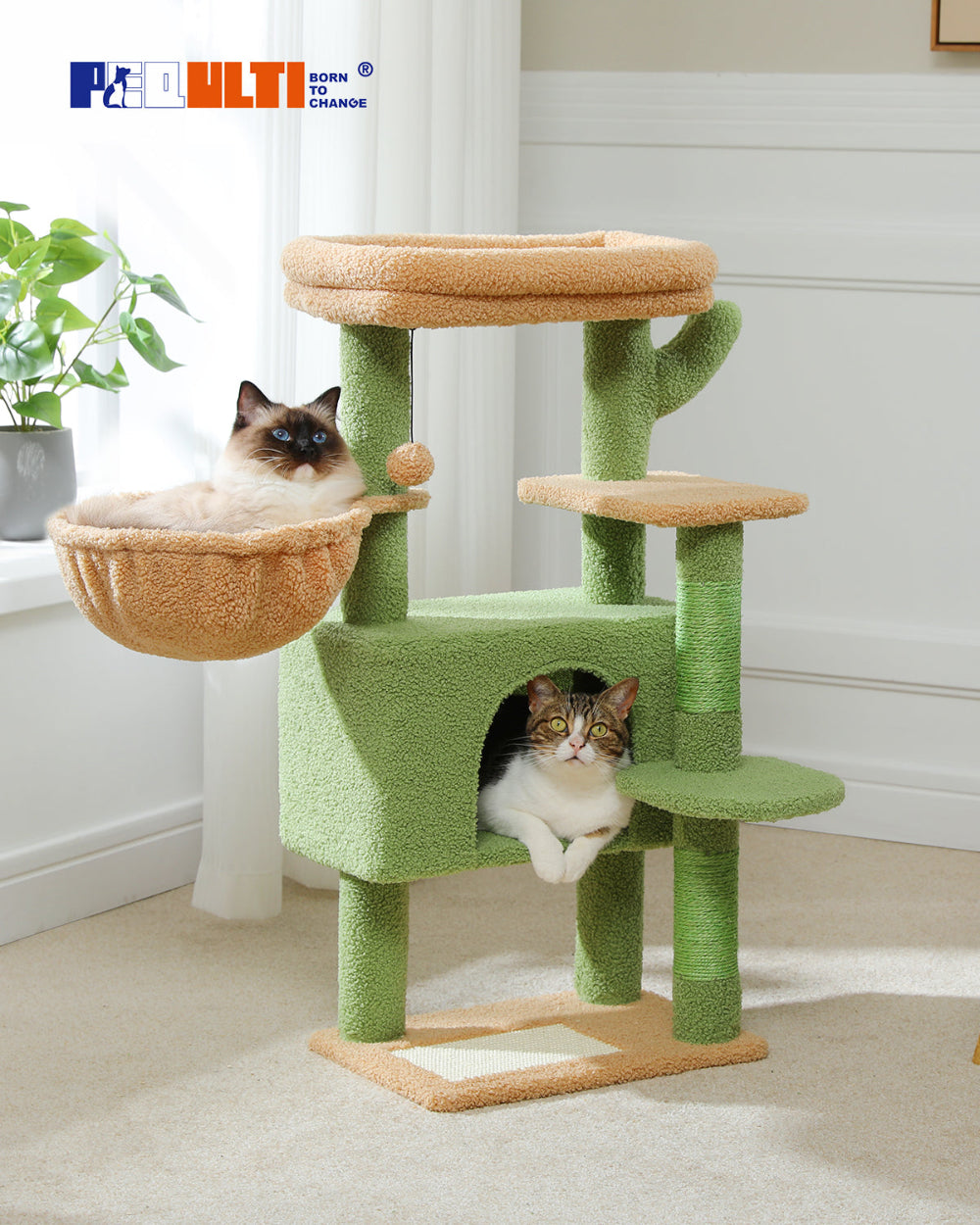 Large Cat Tower: Indoor Activity Tree with Hammock & Scratcher